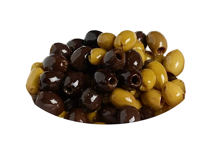 Svarte og grønne oliven u/stein i olje 2750g