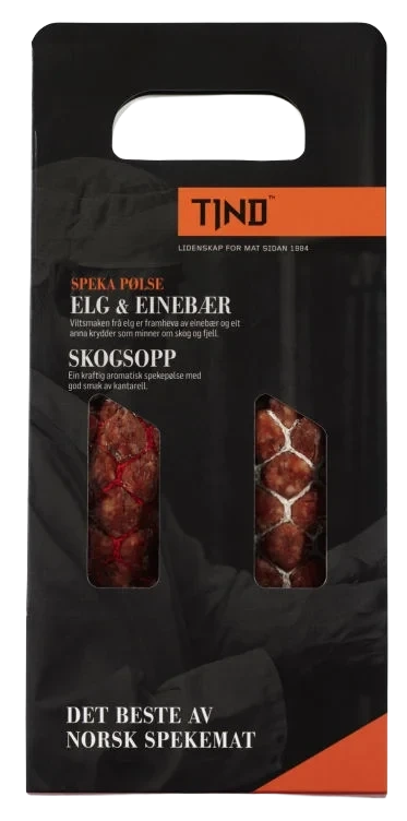Tind Helpølse 2-pk Skogssopp og Elg-einerbær 6x440g