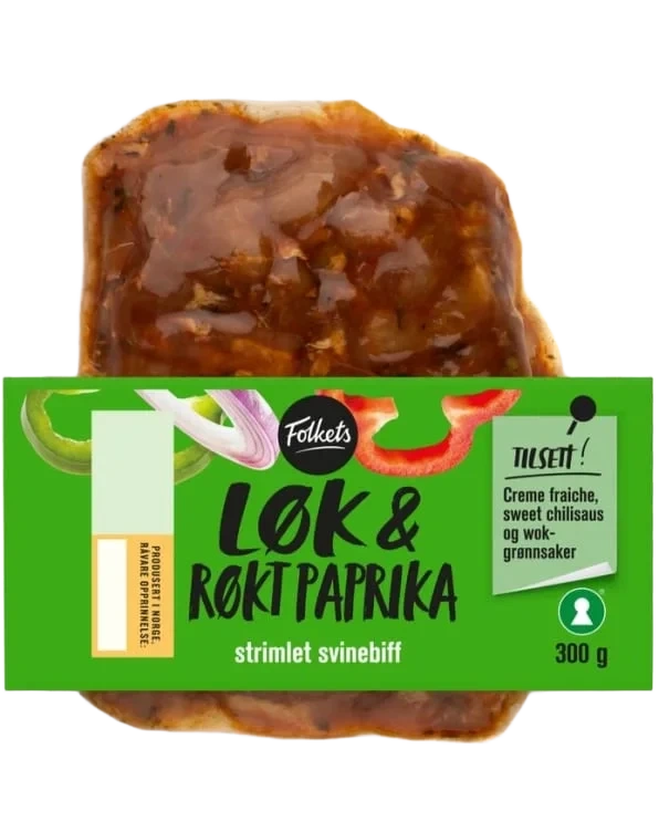 Svinestrimler Løk&Paprika 300g Folkets