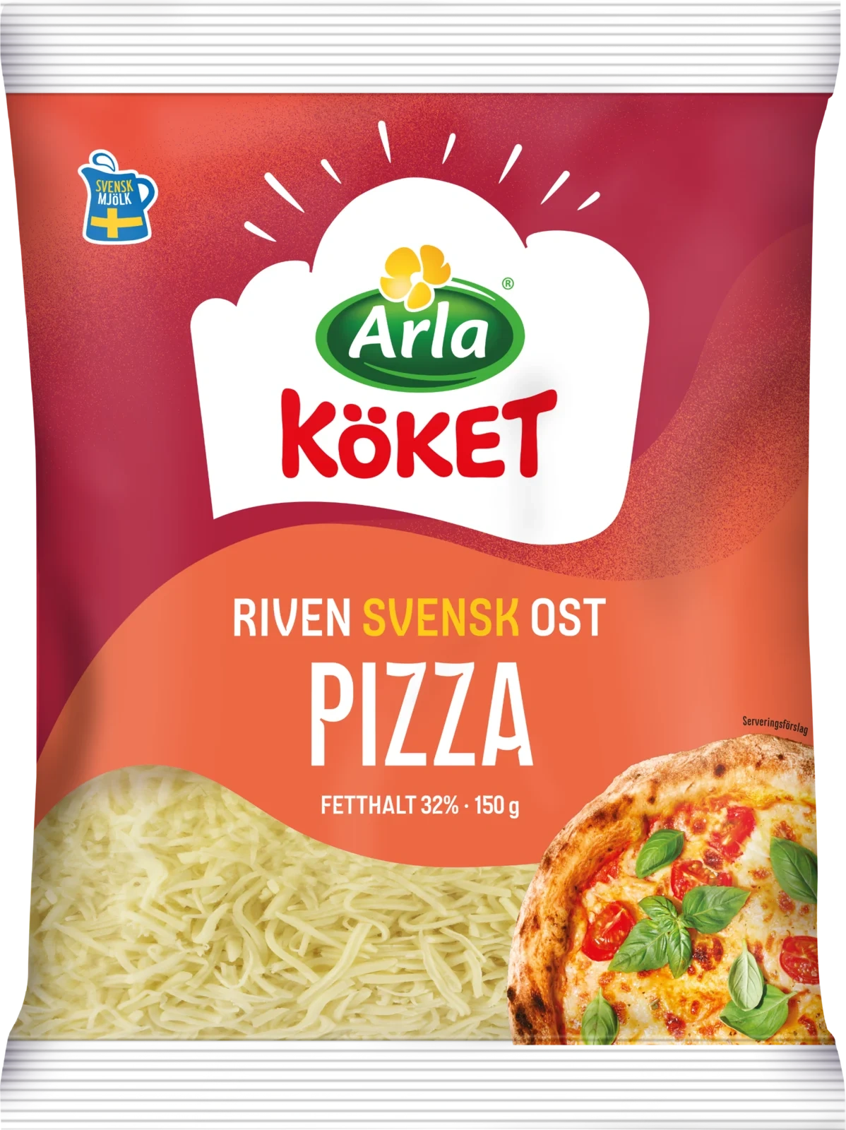 Riven ost pizza 32% 150 g