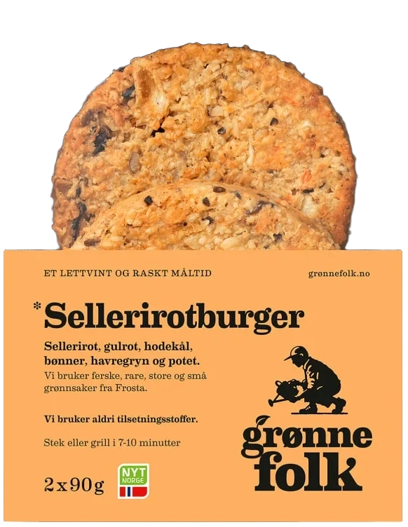 GRØNNE FOLK Sellerirotburger av Ferske Norske Grønnsaker 180g X 6 X 240
