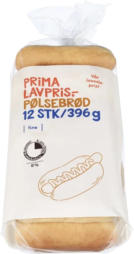 Pølsebrød 12 stk, 396 g
