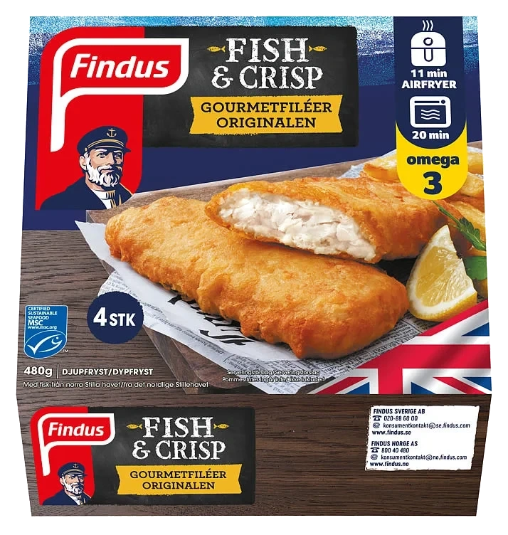 Fish & crisp gourmetfiléer 480g Findus