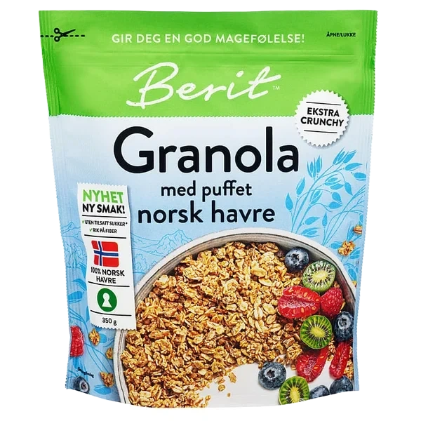 Berit Granola med Puffet Norsk Havre 350g