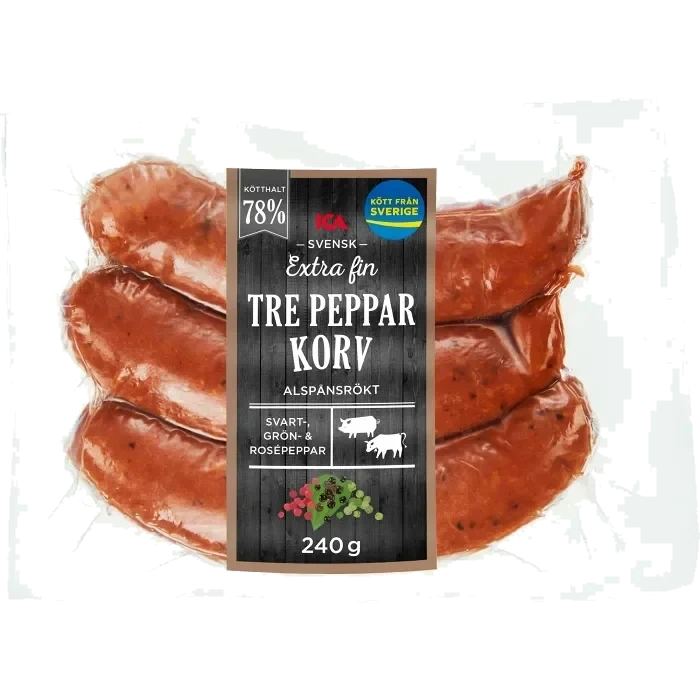Grillkorv Tre Peppar 240g ICA