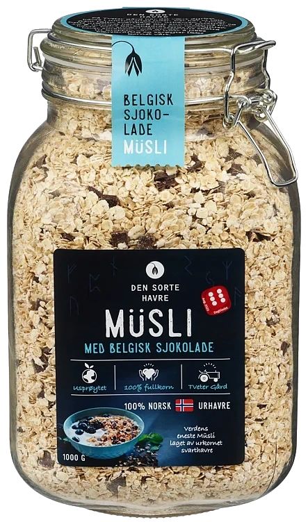 Musli av svarthavre med belgisk sjokolade   1kg