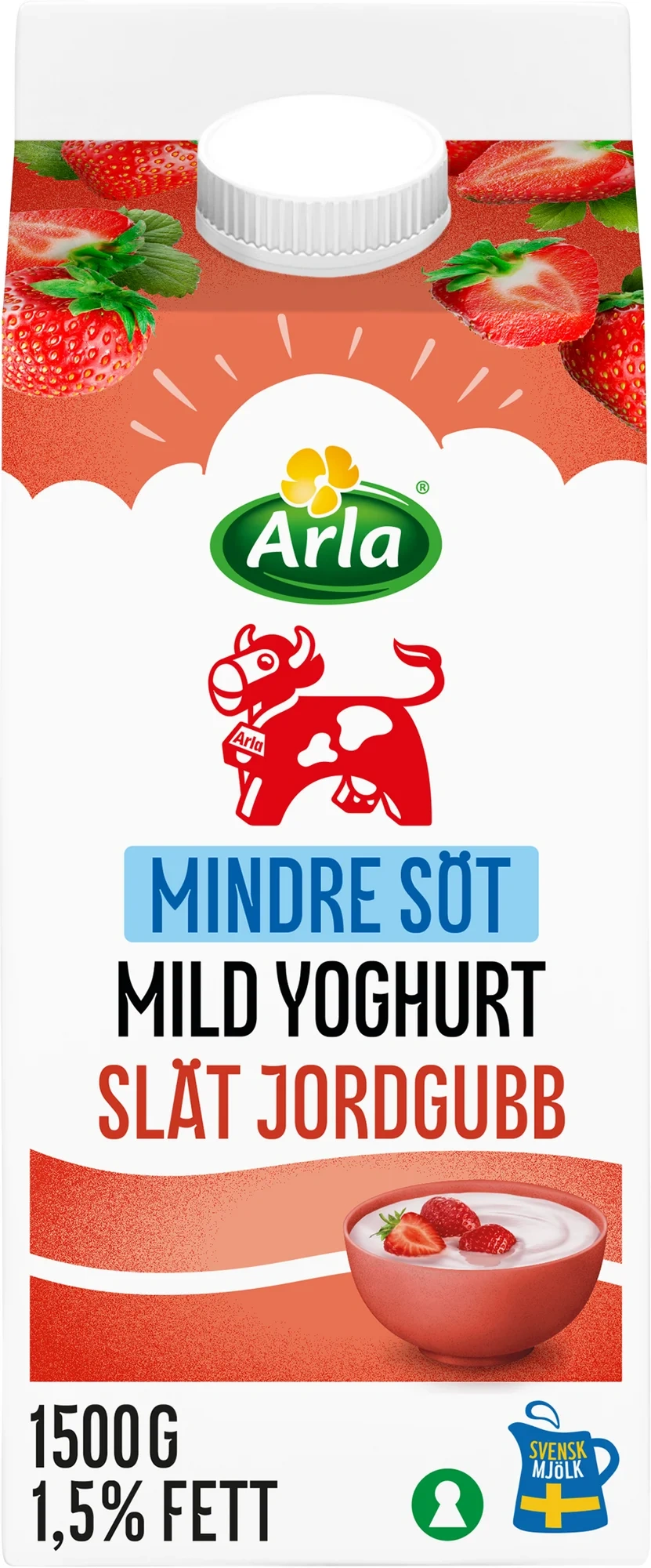 Mild yoghurt jordgubb lättsockrad 1.5%