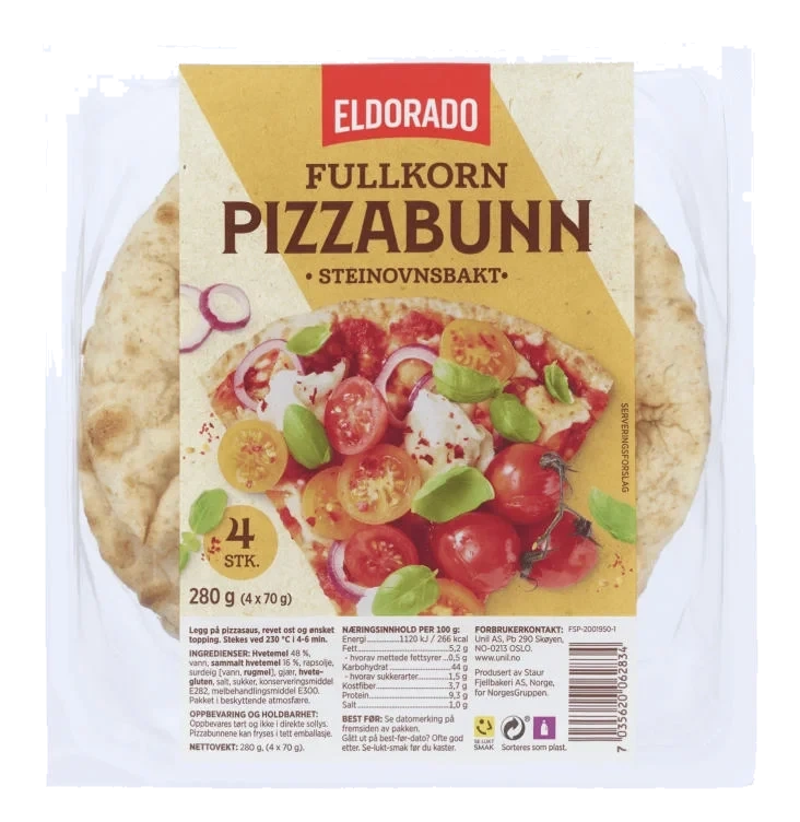 Pizzabunn Fullkorn 4stk 280g Eldorado
