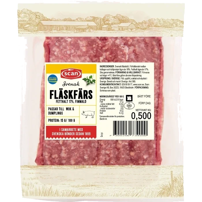 Fläskfärs Färsk 17% 500g Scan