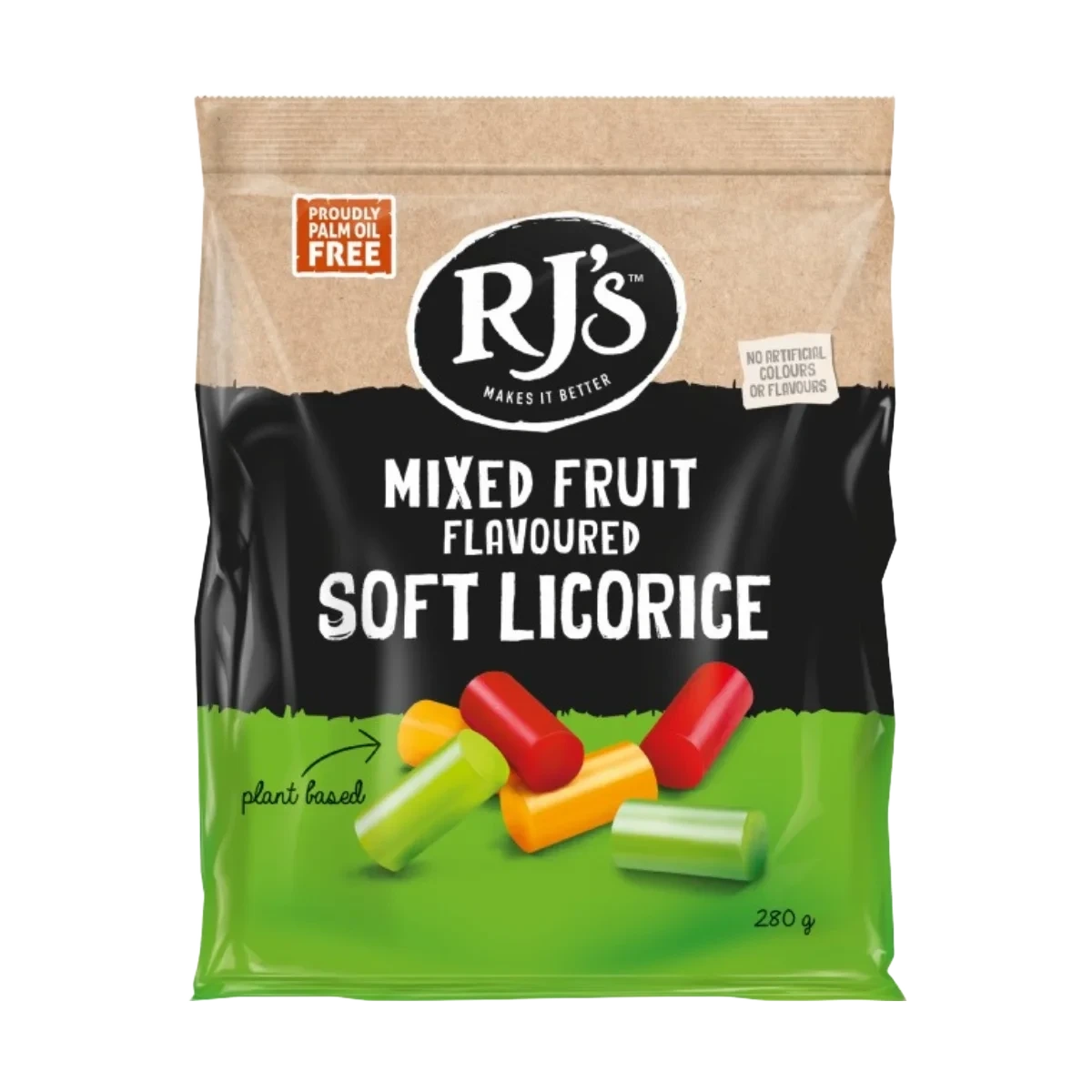 RJ'S Mixed Fruit Flavoured Soft Licorice Bag 280 g