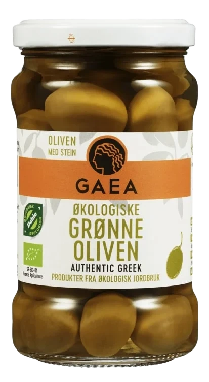 Gaea Økologiske Grønne Oliven 8x300g