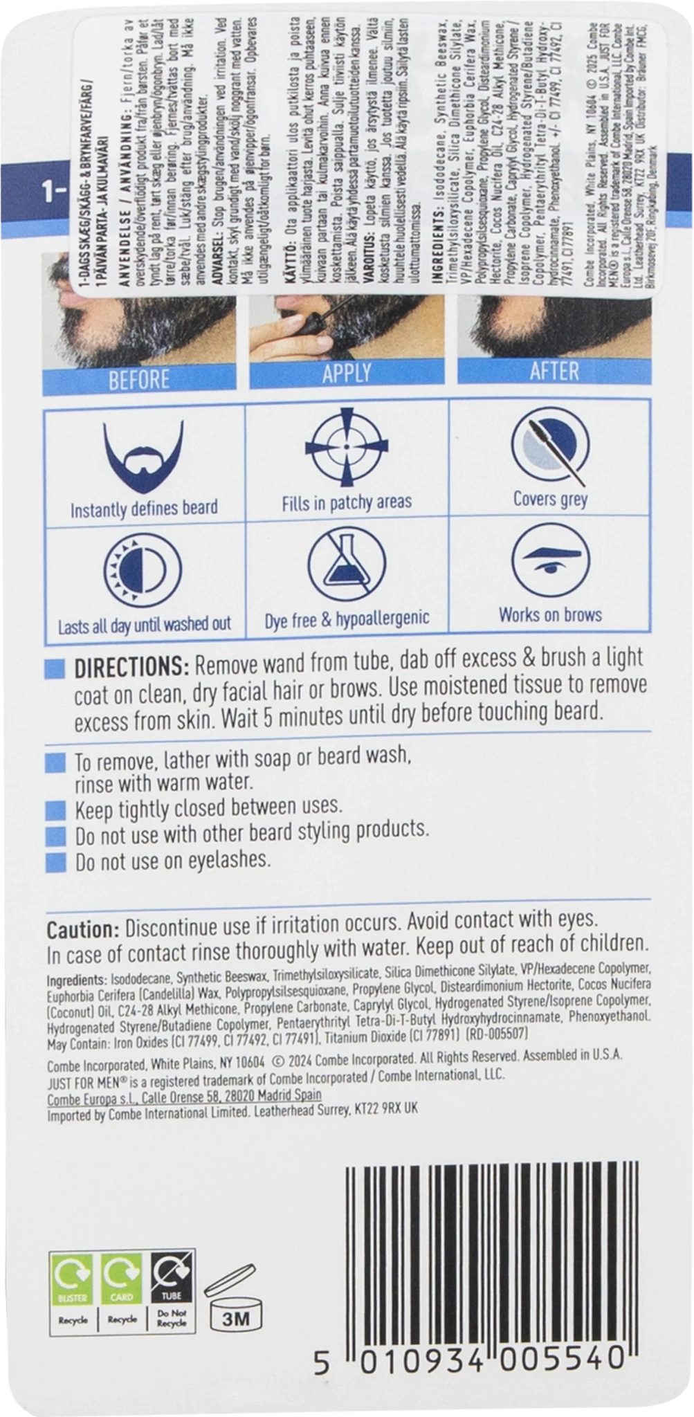 1-DAY BEARD & BROW COLOUR, MEDIUM BROWN