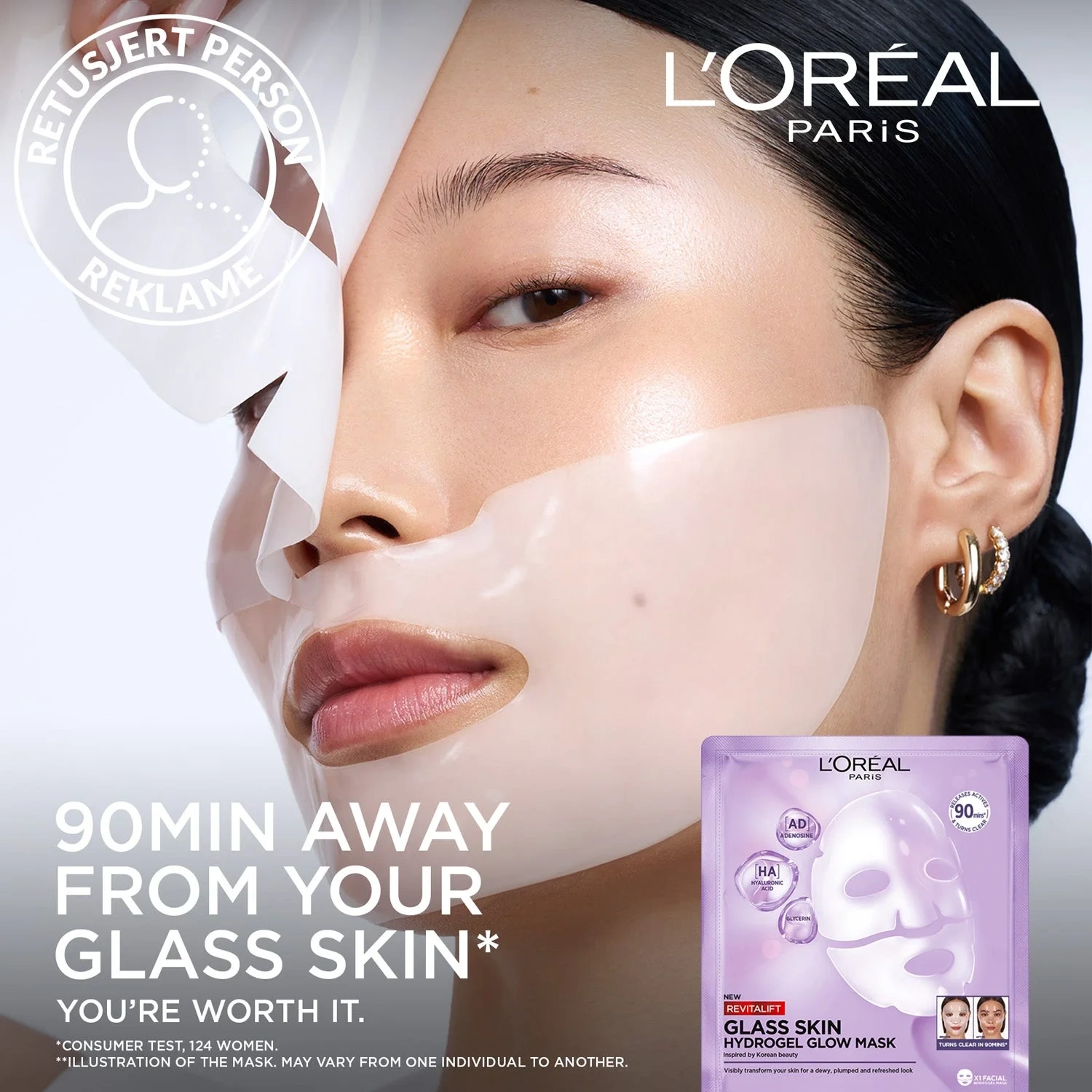 L'Oréal Paris Revitalift Filler Glass Skin Hydrogel Glow Mask 1 PCE