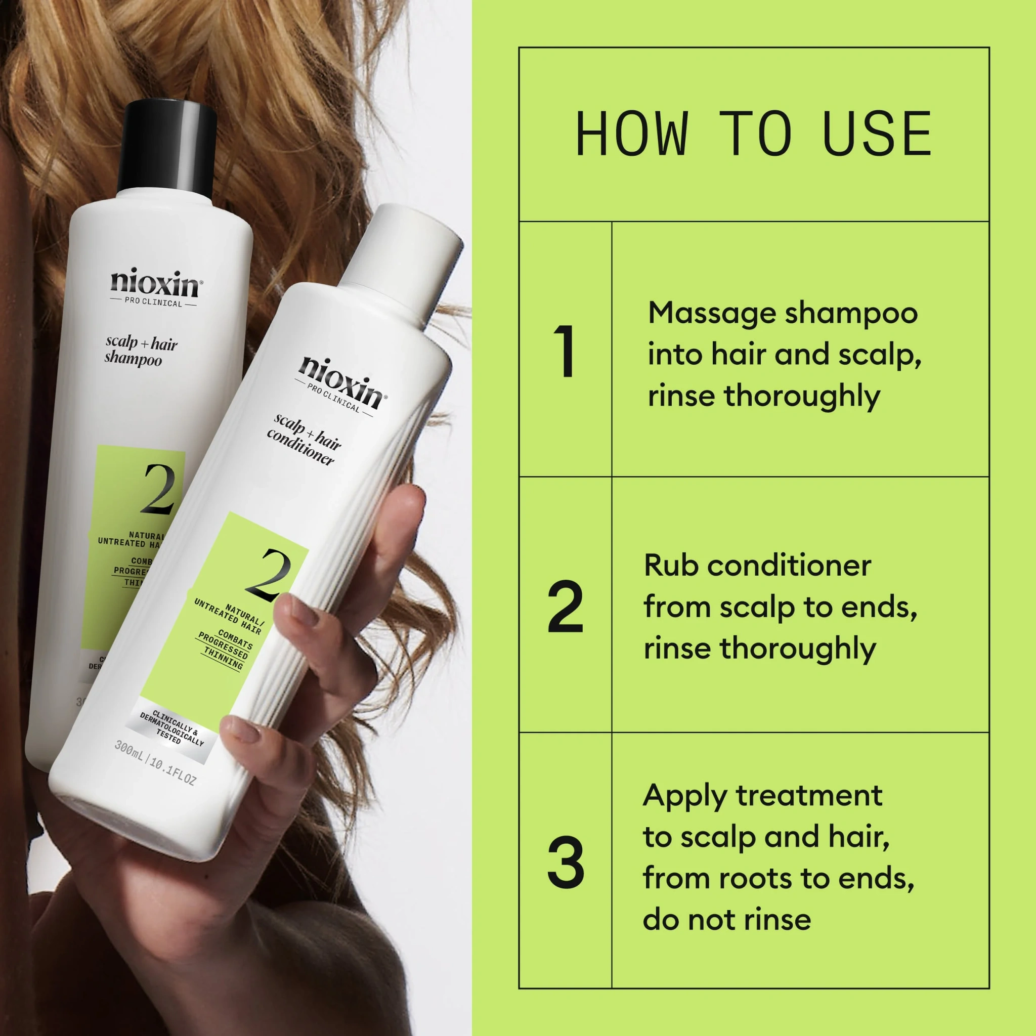 Nioxin System 2 Loyalty Kit, 300 ml + 300 ml + 100 ml