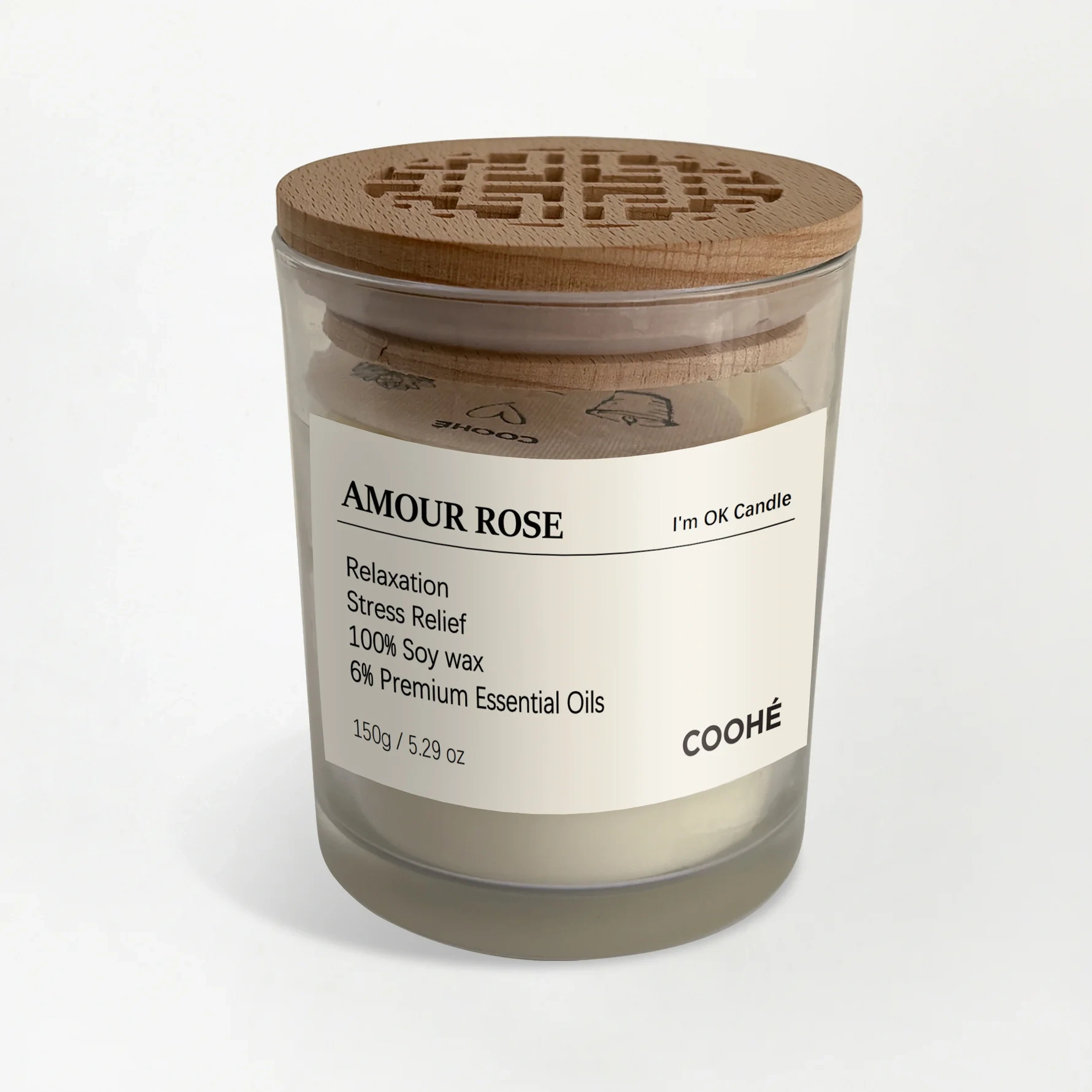 COOHÉ I'm OK Soy Wax Aroma Candle Amour Rose 150 g