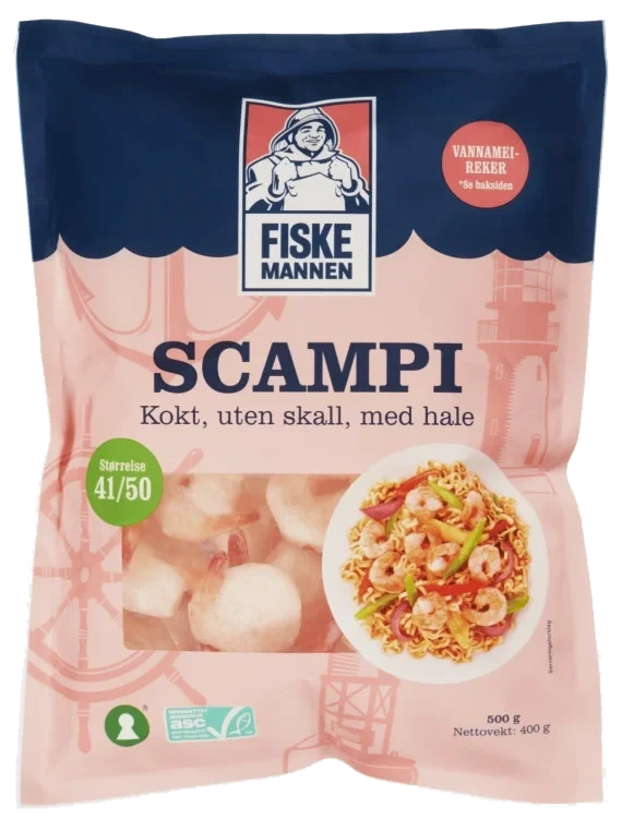 Scampi Asc 41/50 Kokt u/skall 500g