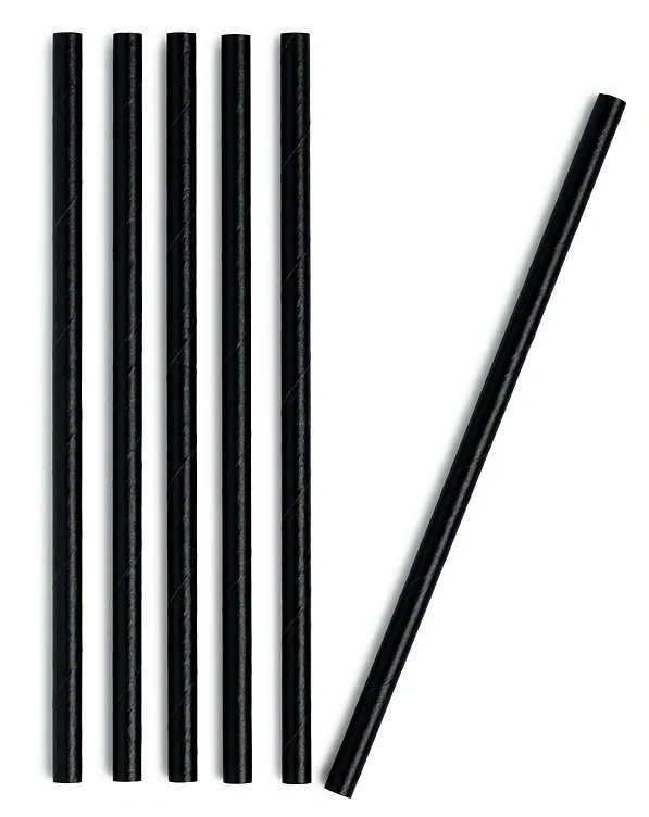 Sugerør Cocktail Papir Sort 150mm Ø6mm