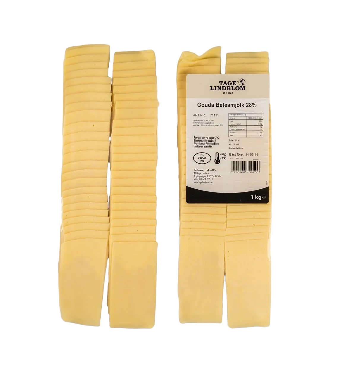 Skivad Gouda Betesmjölk 28% 100x10g