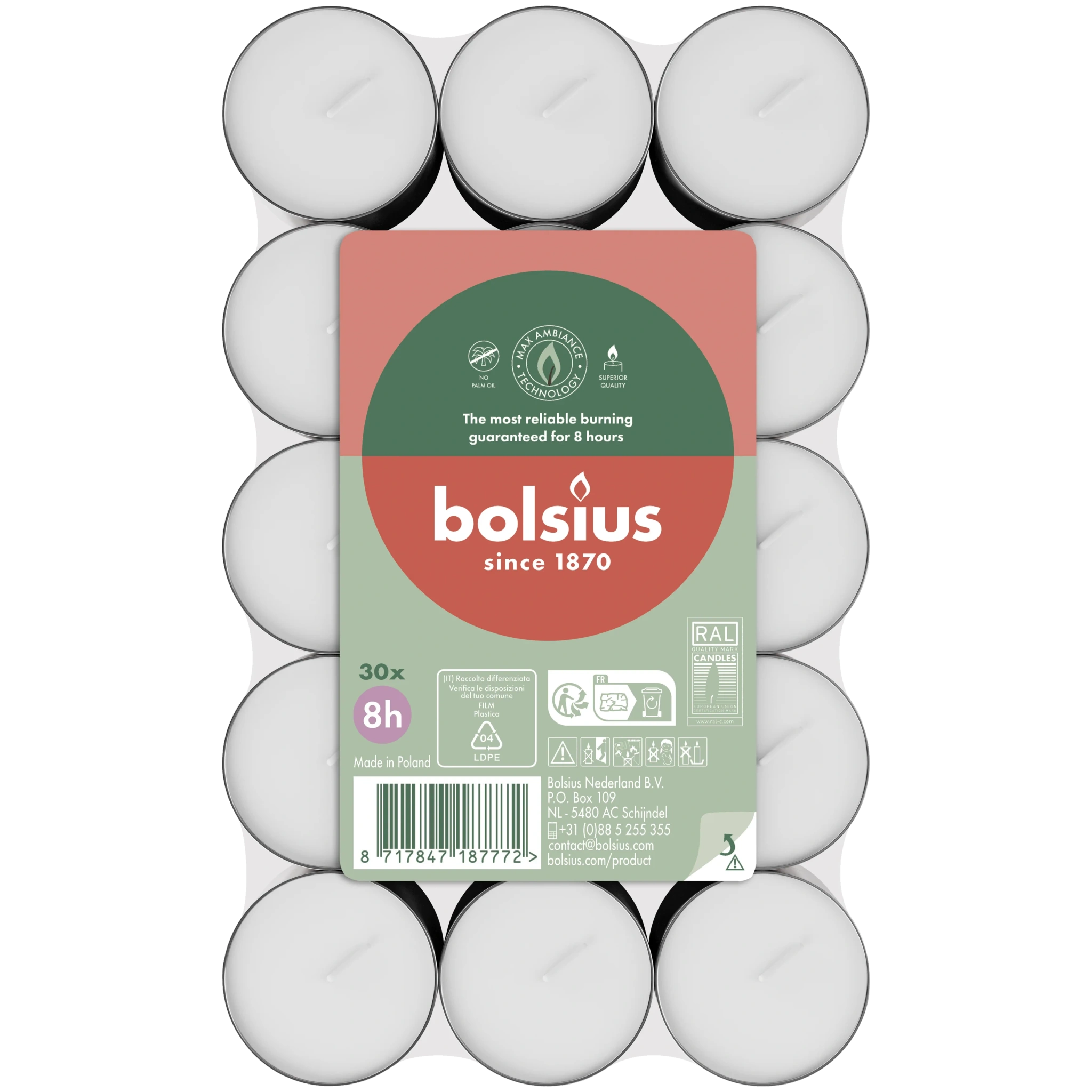 Värmeljus 8h 30-pack
