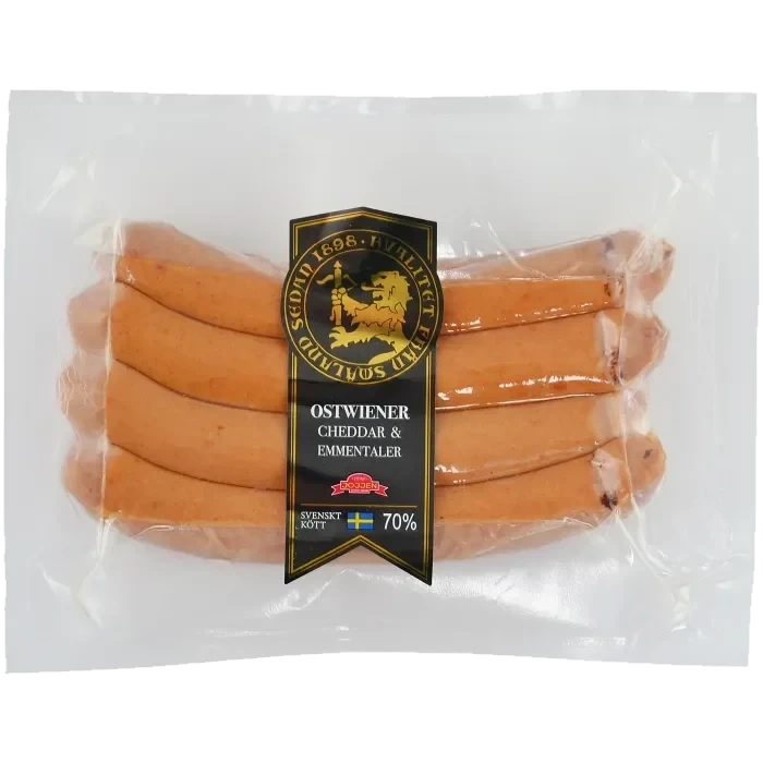 Kryddkorv Ostwiener 70% Kötthalt 230g Hirschmans Charkuteri