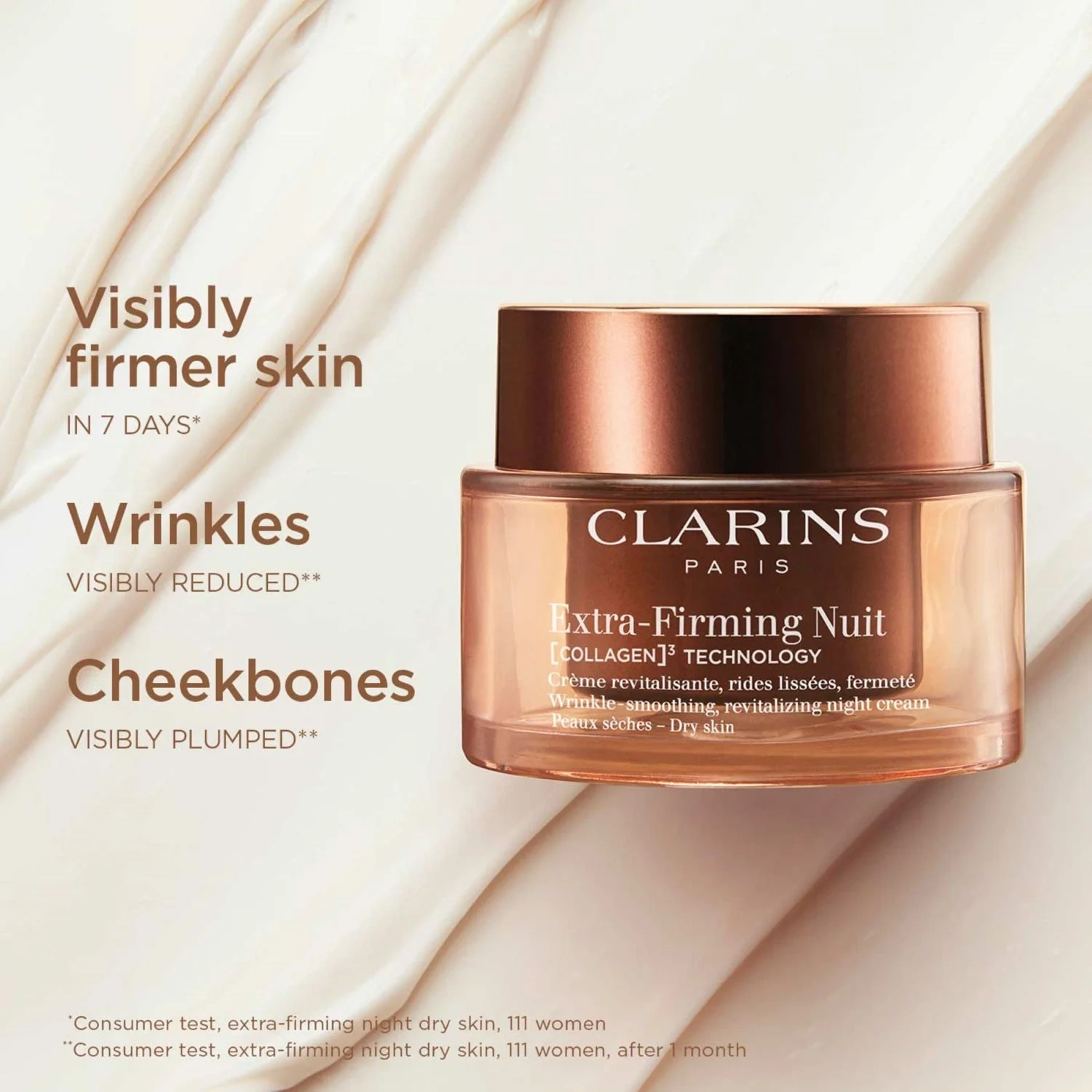 Clarins Extra-Firming Nuit Wrinkle-Smoothing, Revitalizing Night Cream Dry Skin 50 ml