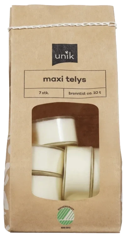Telys Maxi 10t Klar Kopp 7stk Unik