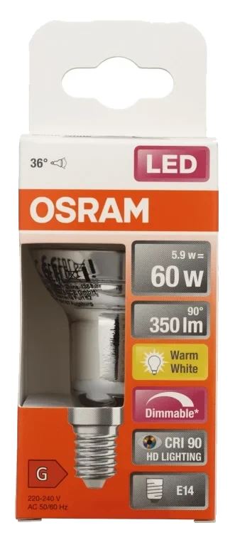 Lyspære Led R50 60 Klar Dim E14 Osram