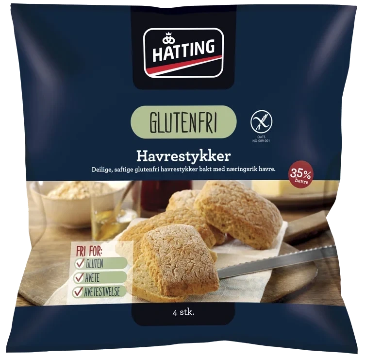 Havrestykker glutenfri 4stk 320g Hatting