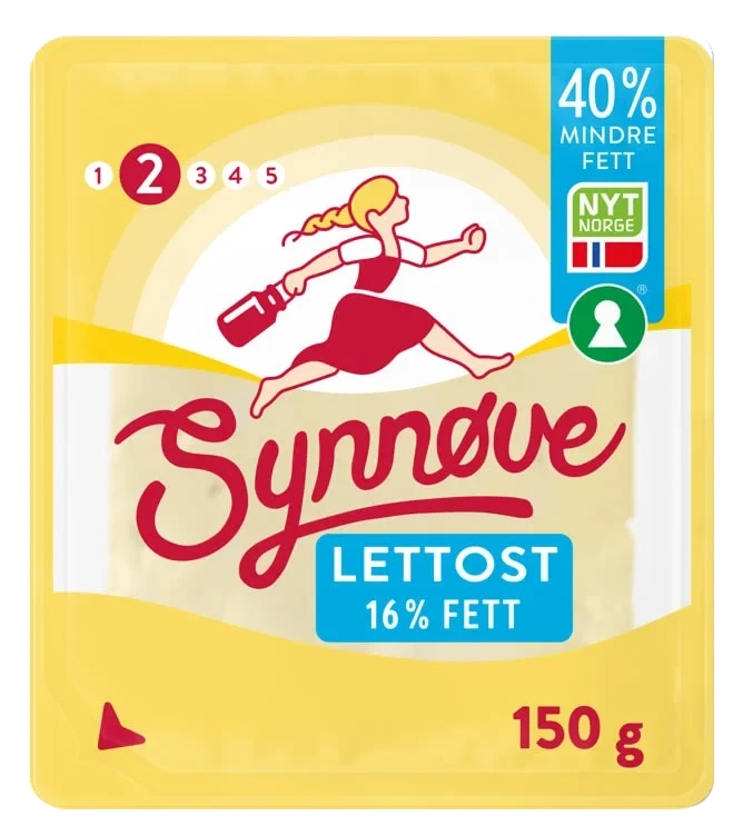 Gulost Lett 16% skivet 150g Synnøve