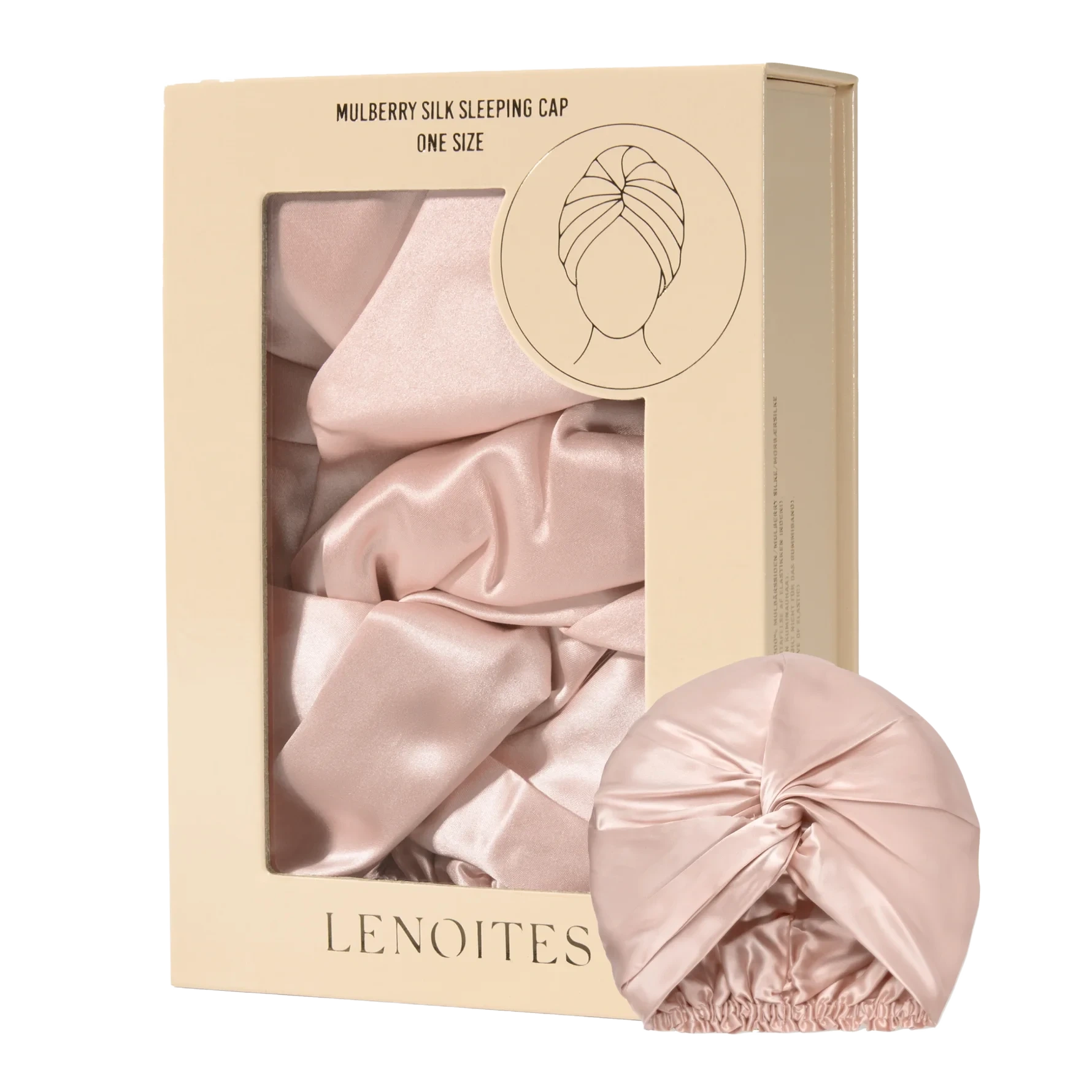 Lenoites Mulberry Silk Sleeping Cap Pink