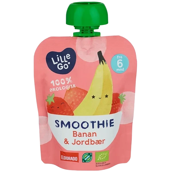 Smoothie Banan/jordbær 90g Lillego