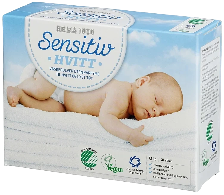 Tøyvask hvitt sensitiv 1,1kg