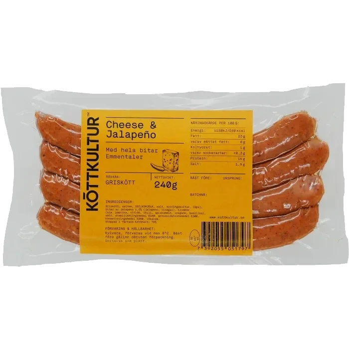 Fläskkorv Jalapeño/Cheese 240g Köttkultur