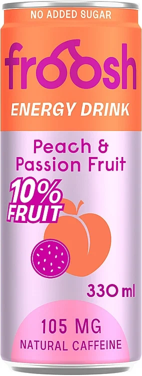 Froosh Energidrikk Fersken&Pasjonsfrukt 330ml boks