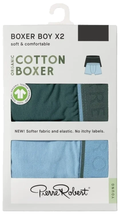 Cotton Boxer Jr Boy Pine-iceblue 158-164