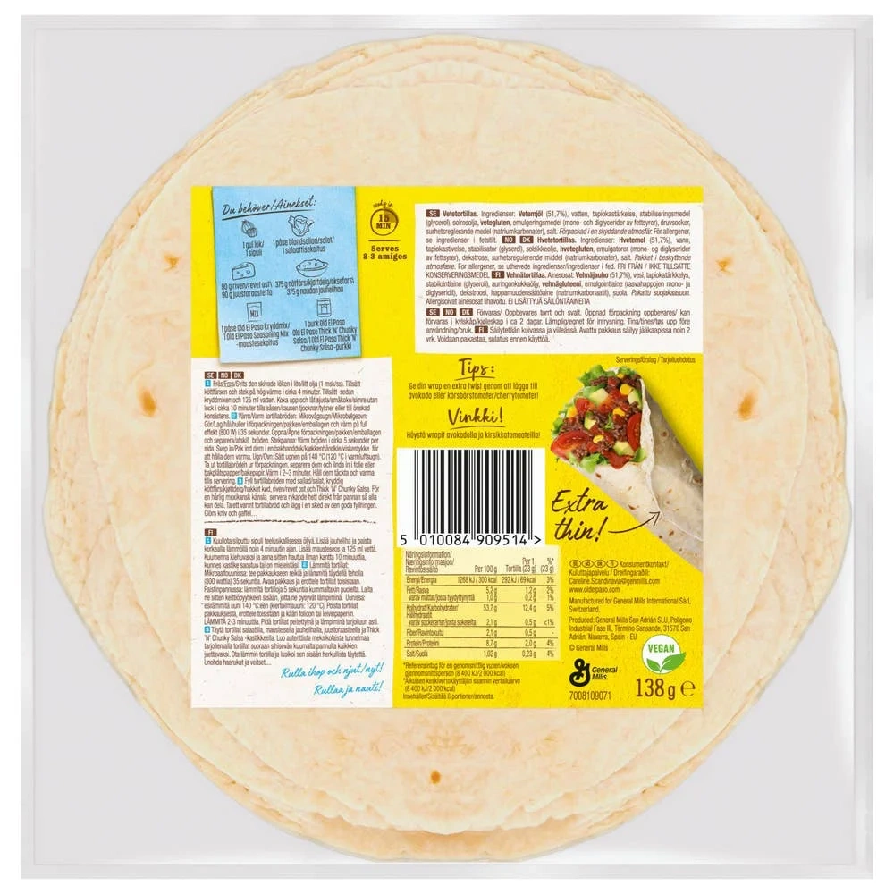 Old El Paso Extra tynne tortilla