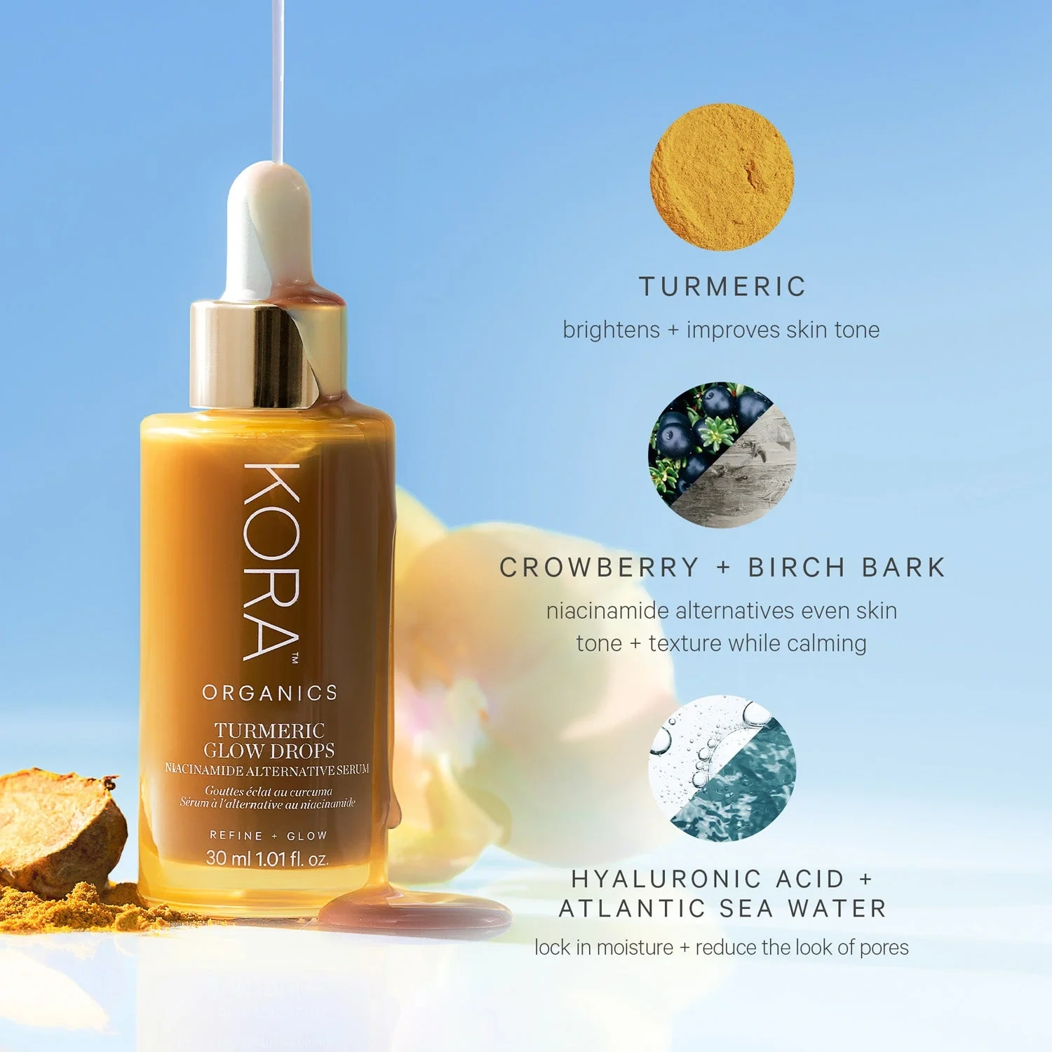 KORA Organics Turmeric Glow Drops Niacinamide Alternative Serum