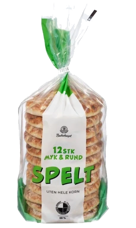Myk&Rund Spelt 12stk 450g Bakehuset