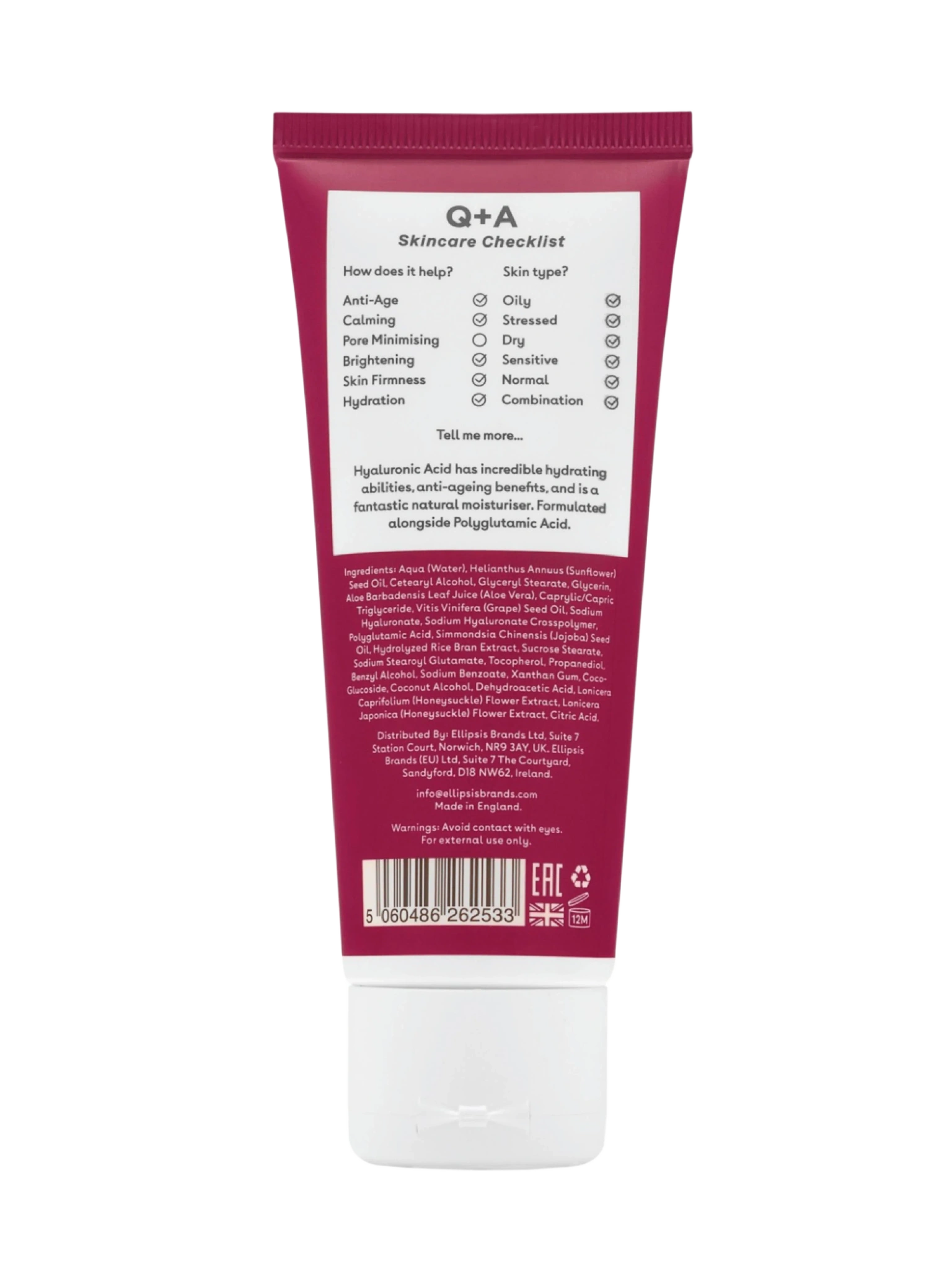 Q+A Hyaluronic Acid Daily Moisturiser, 75 ml