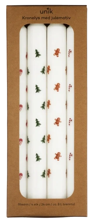 Kronelys Julemotiv 4pk Unik