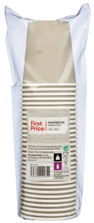Pappbeger 17,5cl 30stk First Price