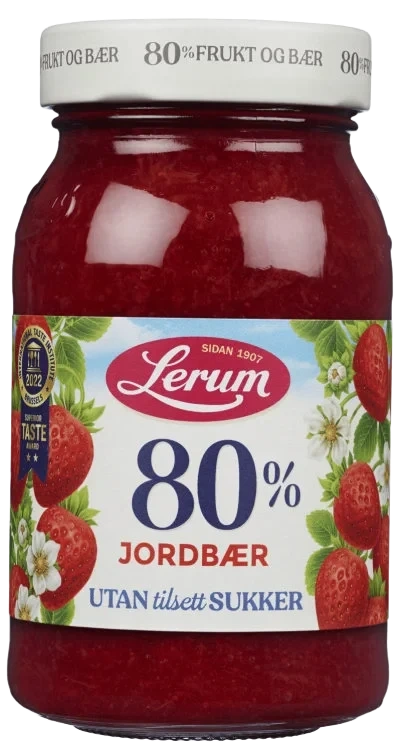 Jordbærsyltetøy Utan Tilsett Sukker 330g Lerum