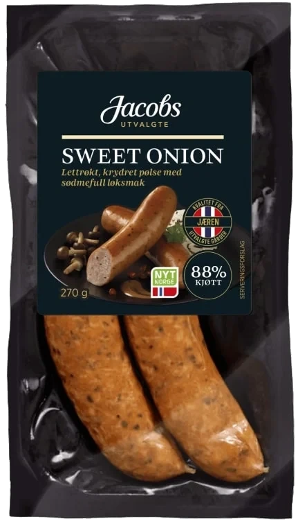Pølse Sweet Onion 270g A.idsøe/jacobs Utvalgte