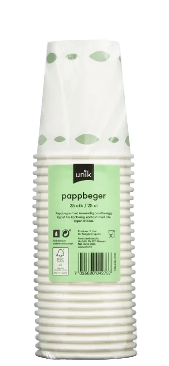 Pappbeger Caffe Latte 25cl 25stk Unik