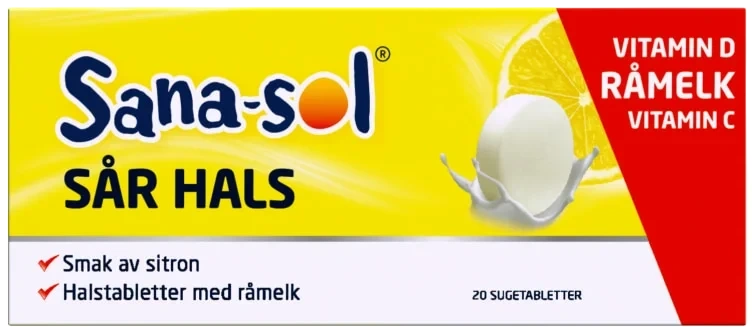 Sana-sol Sår Hals Råmelk Sitron 20stk