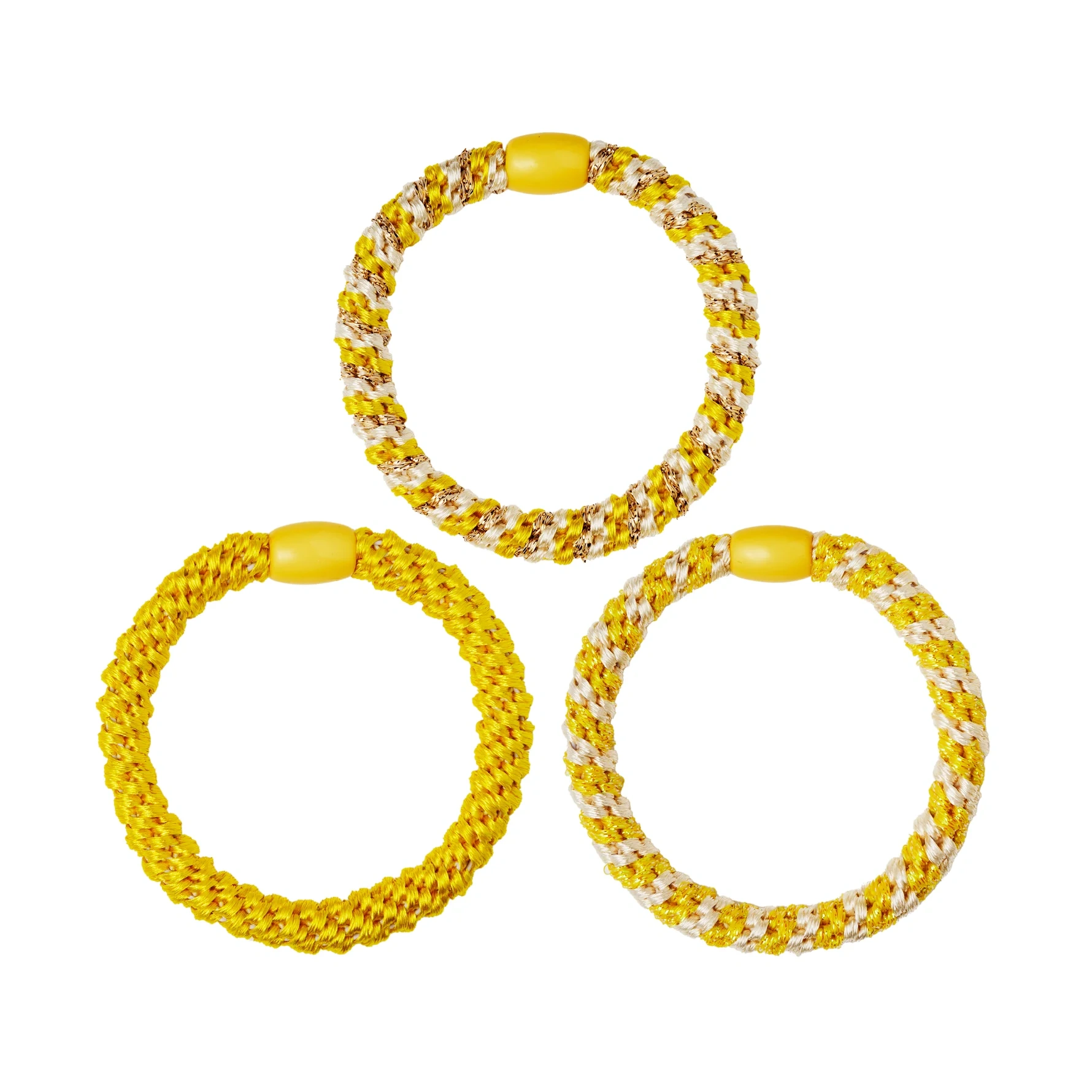 KICKS Beauty Woven Hair Tie Yellow 3-P