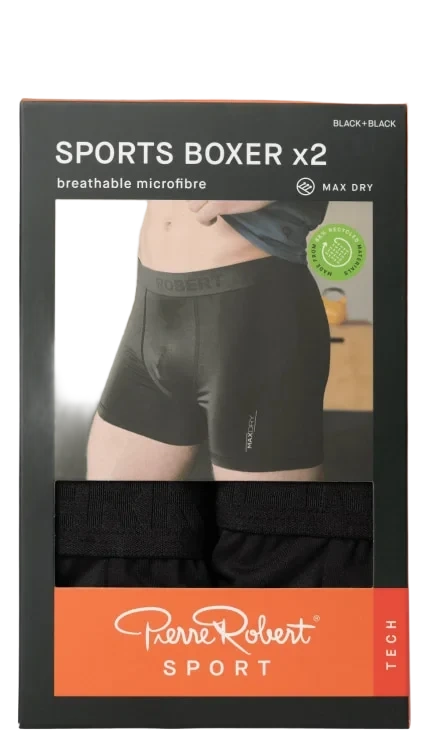 Sports Boxer Men Black L 2pk Pierre-Robert