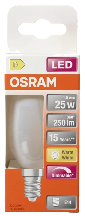 Lyspære Led Cl B 25 Matt E14 827 Dim Osram