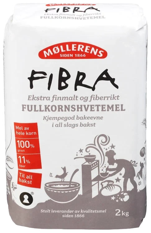 Fullkornshvetemel Fibra 2kg Møllerens