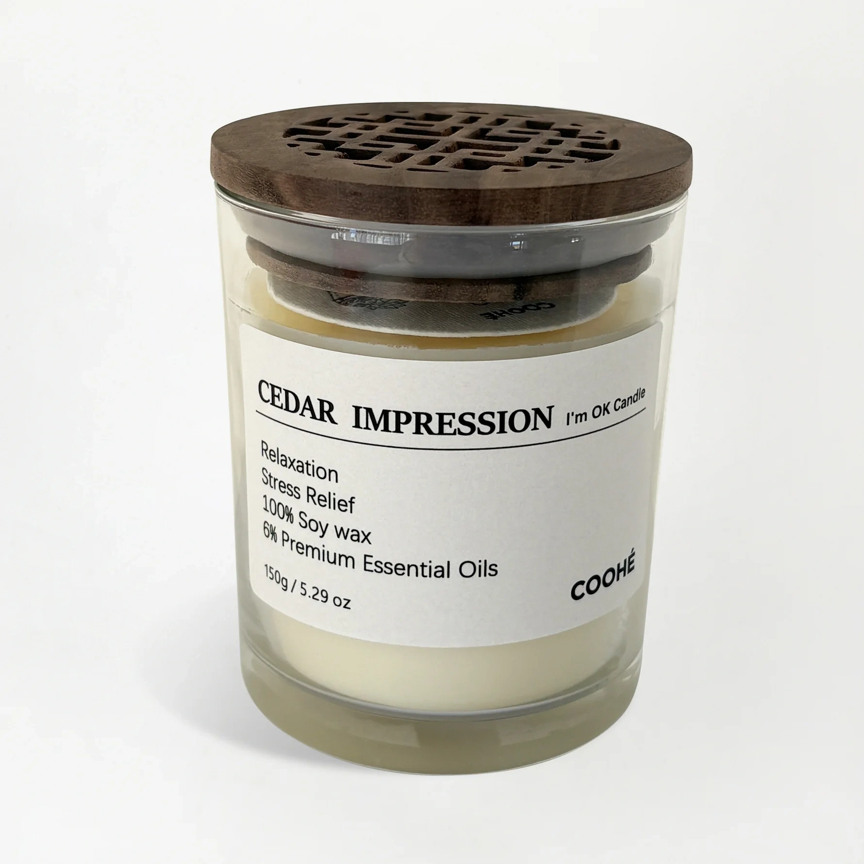 COOHÉ I'M OK Soy Wax Aroma Candle Cedar Impression 150 g